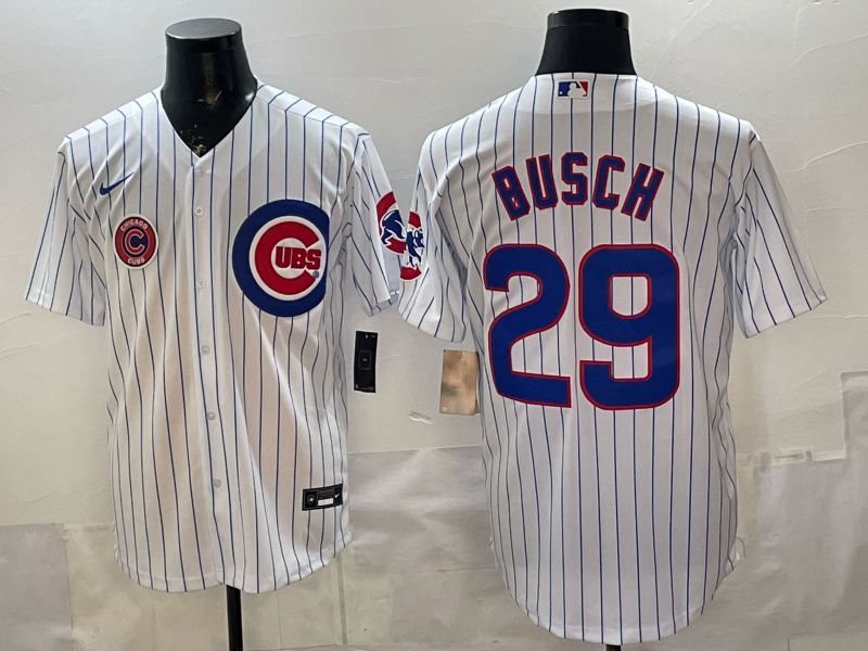 Men Chicago Cubs #29 Busch White Stripe Game 2026 Nike MLB Jersey style 007->chicago cubs->MLB Jersey